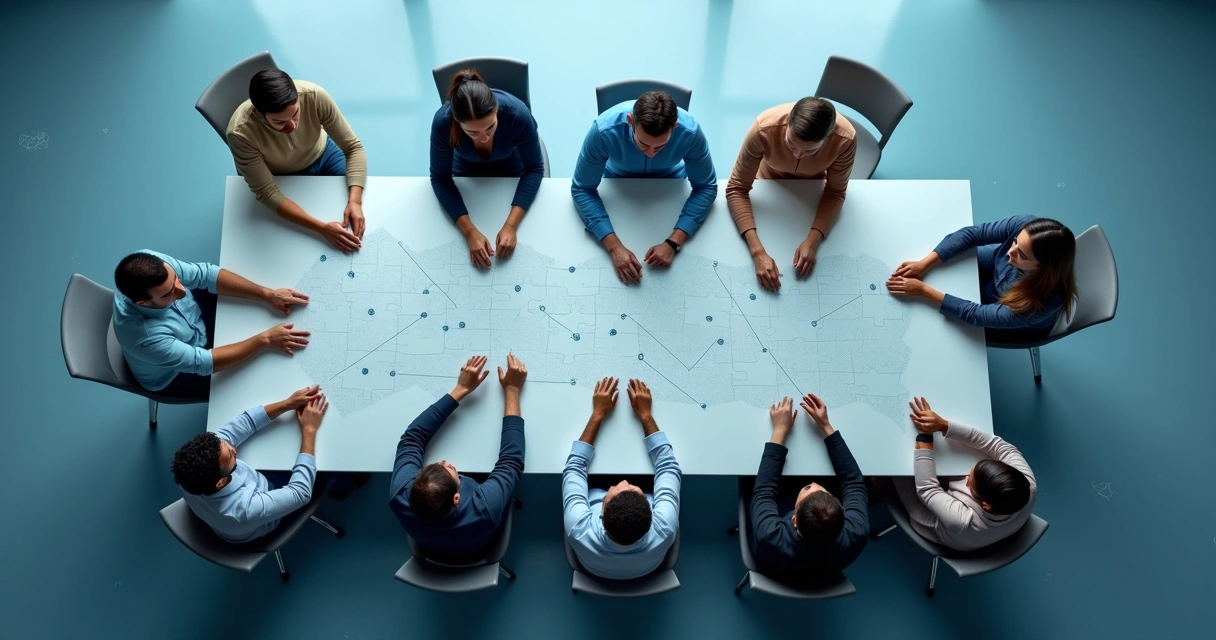 People connected by lines representing communication within a diverse group