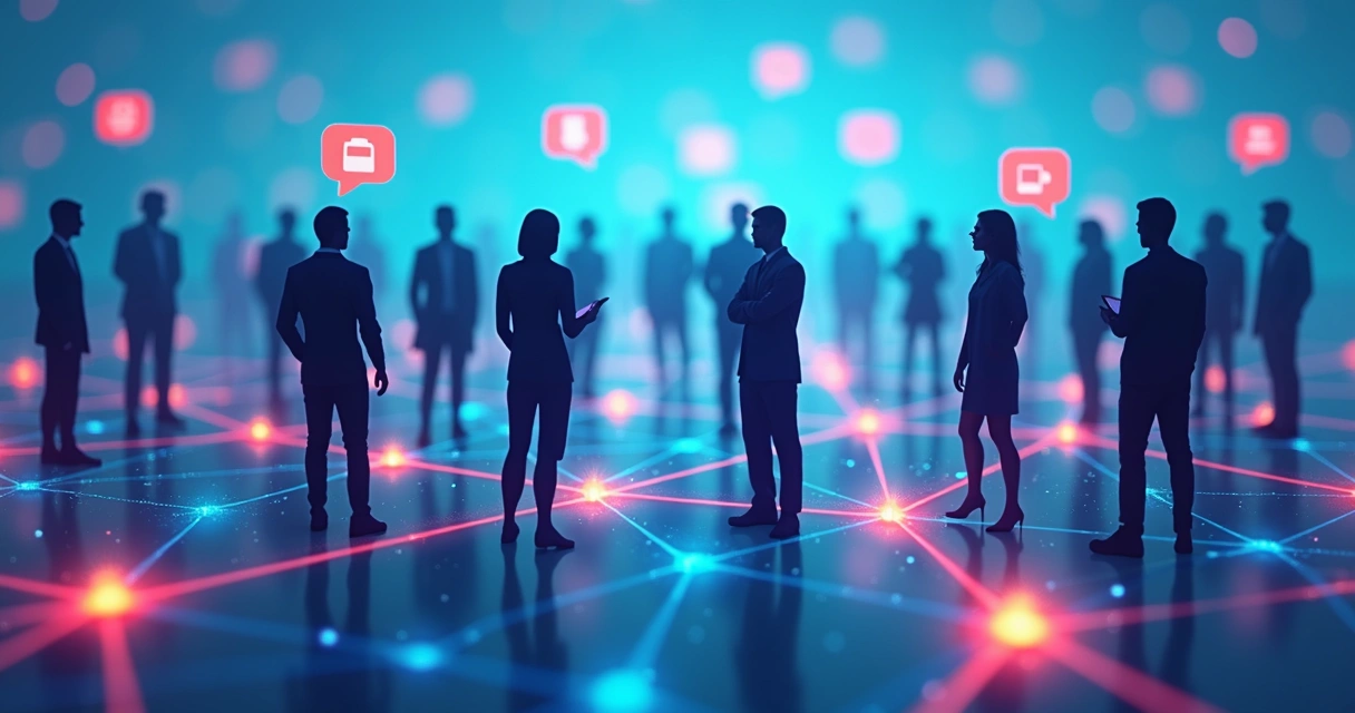 Visual representation of interconnected individuals forming a web of relationships 