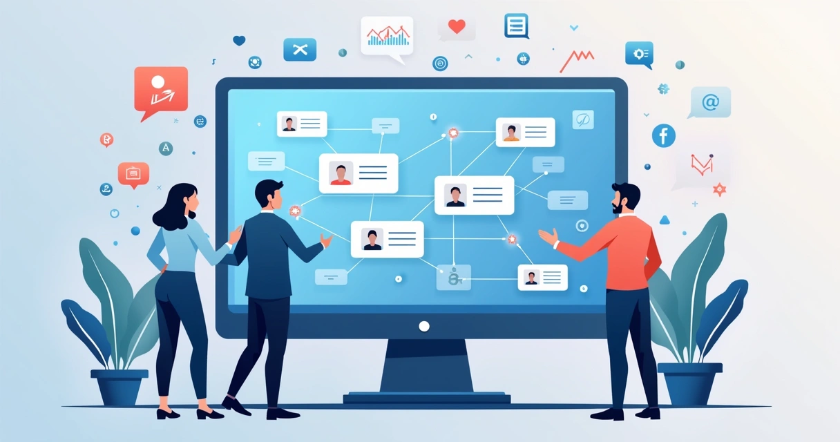 Profissionais trocando ideias online representando social selling no LinkedIn 