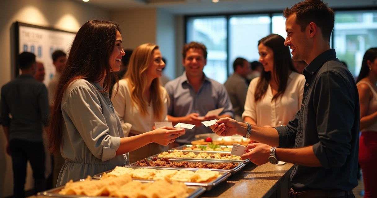 Pessoas brasileiras conversando em evento de networking 