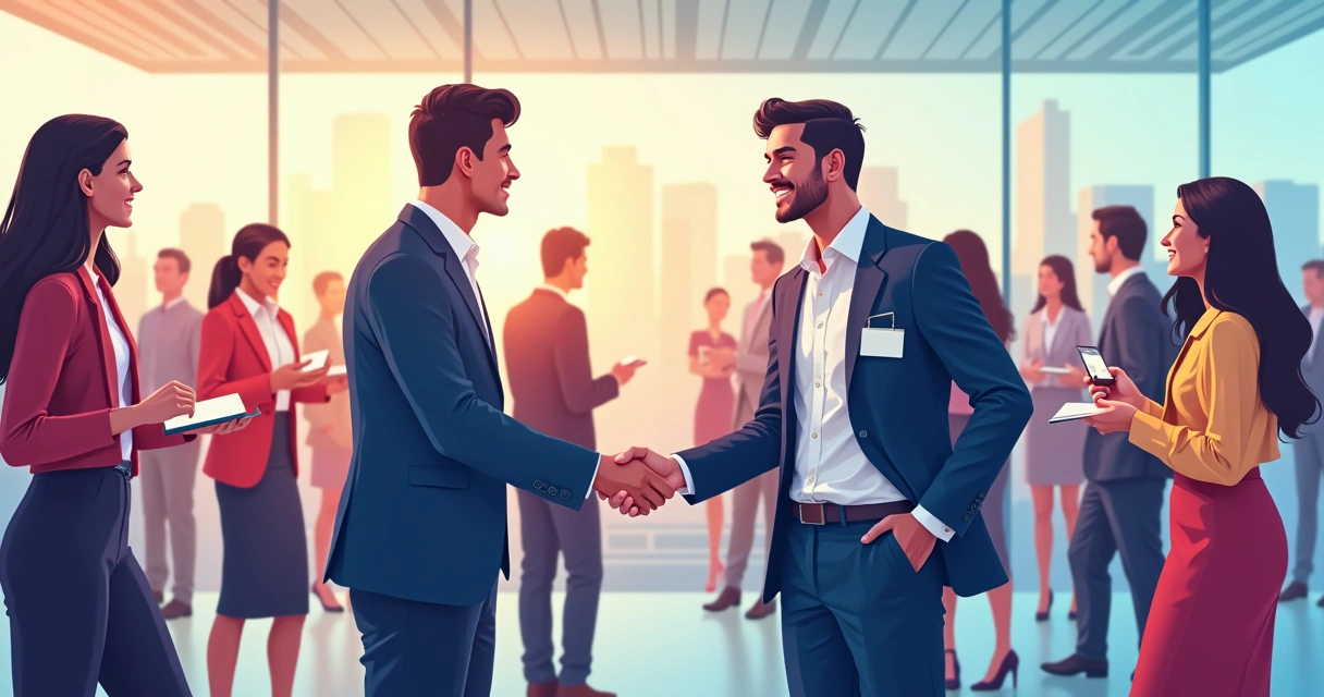 Ambiente de networking em evento internacional de turismo 