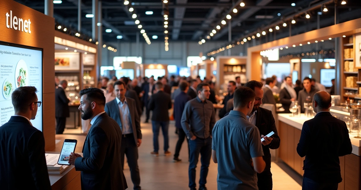 Profissionais de restaurantes em rodada de networking na feira em Chicago 