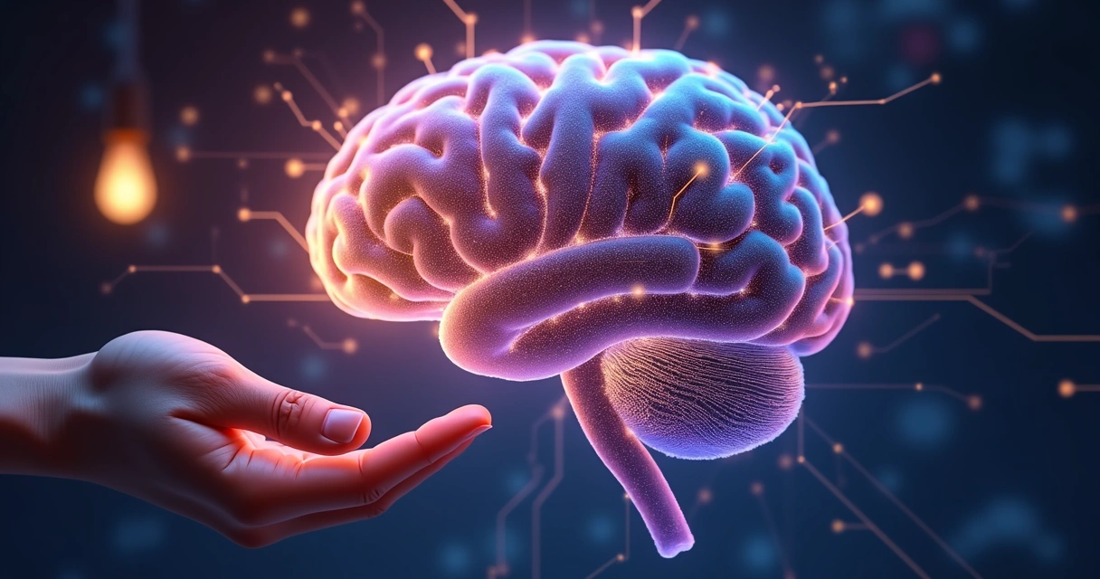 Conceito visual de neurociência conectada à IA inovadora