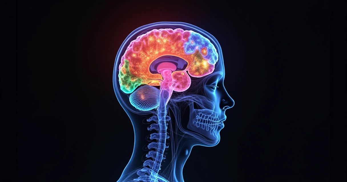 Exame de neuroimagem colorido mostrando áreas do cérebro ativadas durante a meditação 