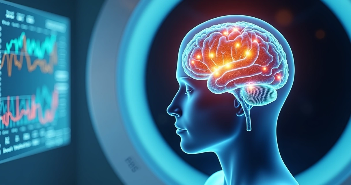 Cérebro humano com regiões em destaque durante meditação