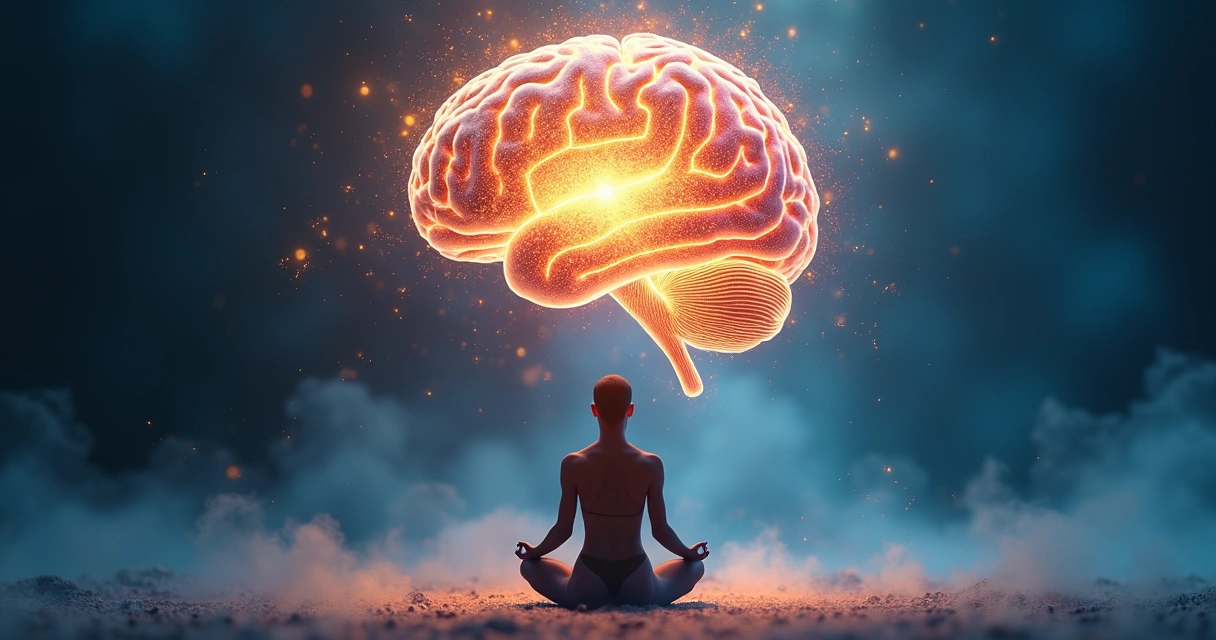 Red de neuronas en el cerebro durante meditación 