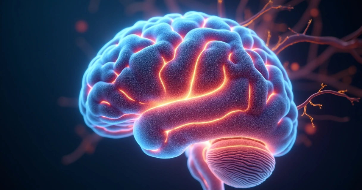 Cérebro humano com conexões neurais coloridas 