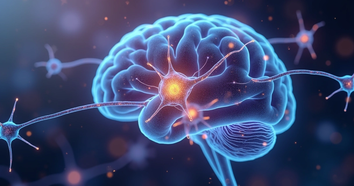 Representação de neurônios conectados em um cérebro humano 