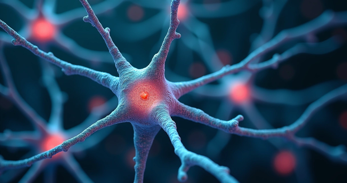 Conexões de neurônios vistas de perto, com ramificações e cores diferentes 
