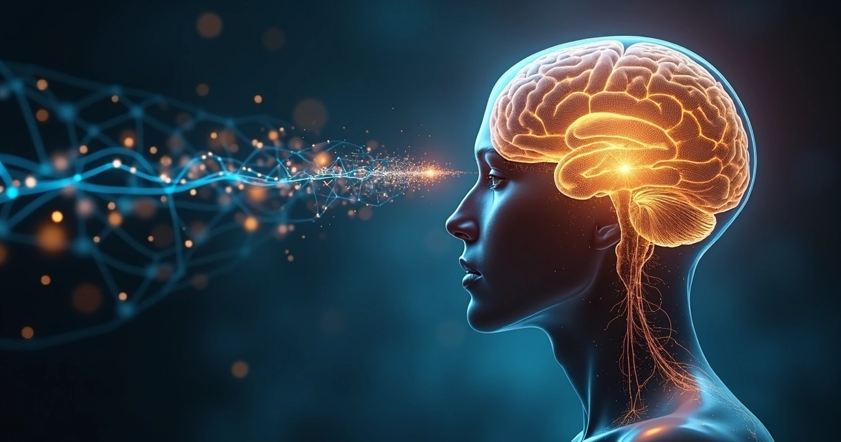 Cerebro humano iluminado con conexiones neuronales tomando una decisión 