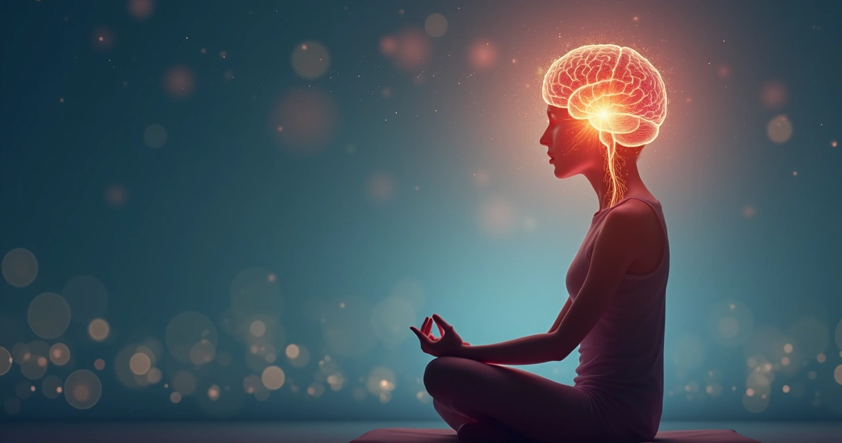 Cerebro humano iluminado conectado con un corazón brillante en un entorno sereno 