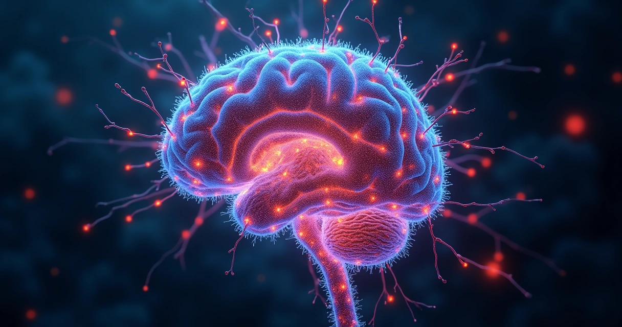 Conexão neural colorida representando neuroplasticidade cerebral 