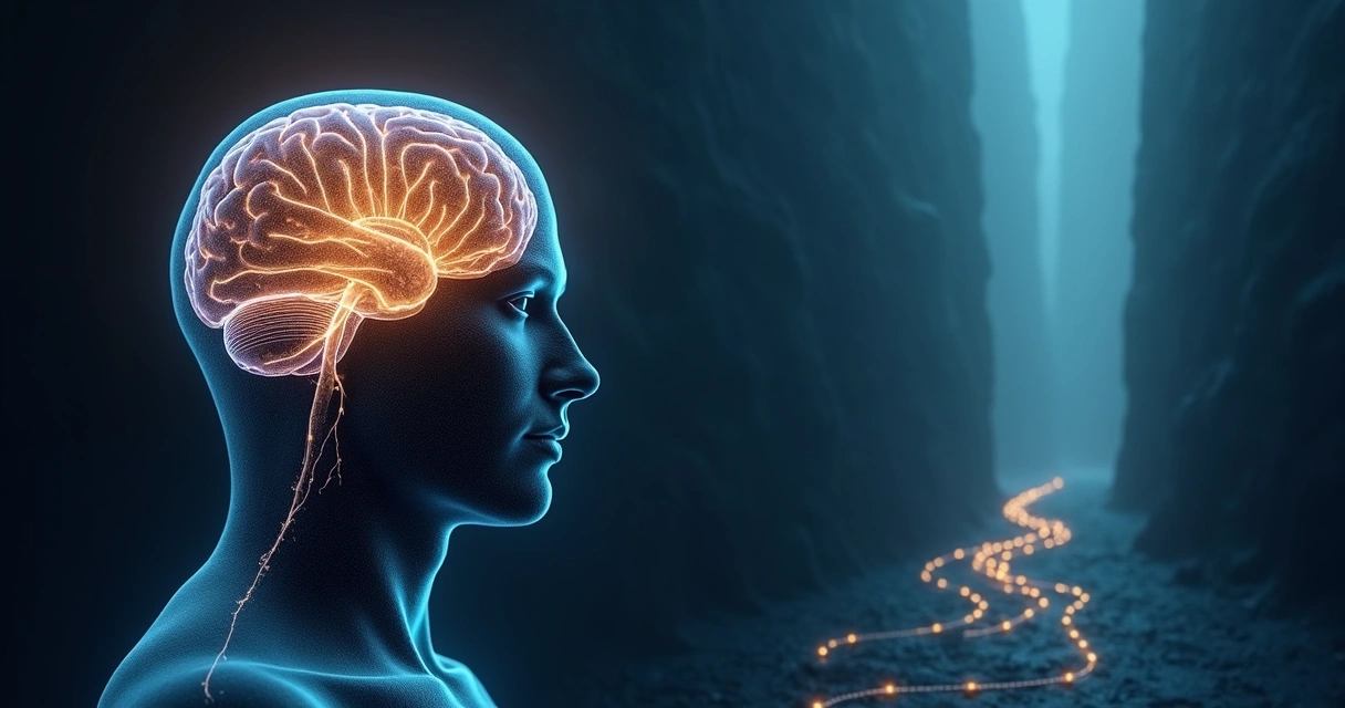 Cérebro humano com trilhas luminosas representando formação de hábitos conscientes 