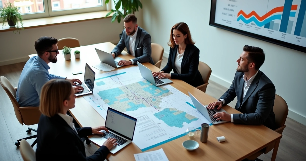 Business team planning a new U.S. office launch
