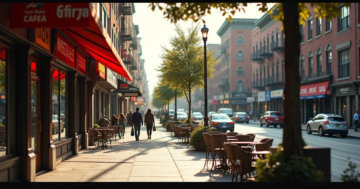 Street view of Newark Ironbound with Portuguese and Brazilian shops 