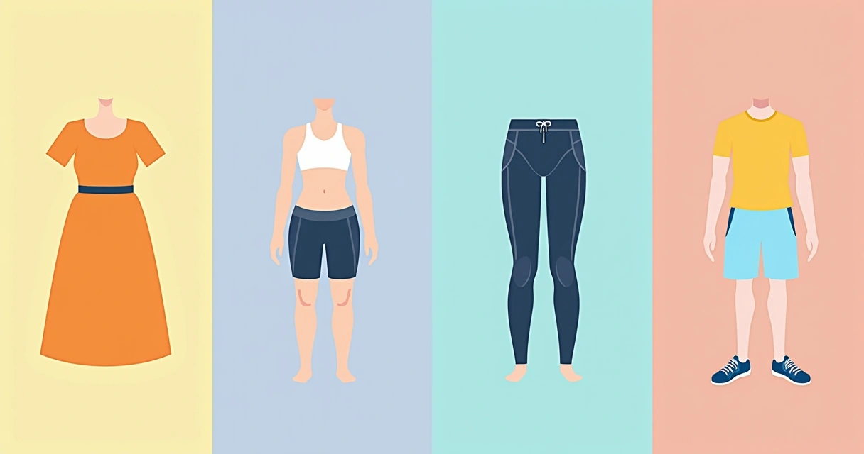 Painel mostrando vários nichos de moda, como moda plus size, infantil, fitness e moda praia 