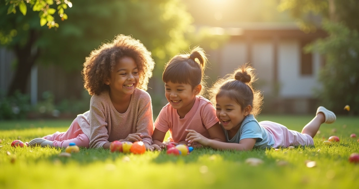 Niños jugando juntos y mostrando diferentes emociones 