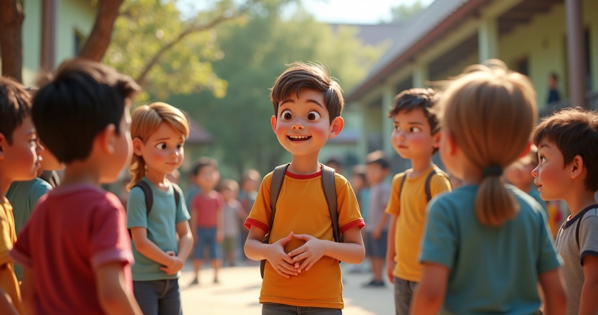 Niños jugando mientras uno organiza el grupo