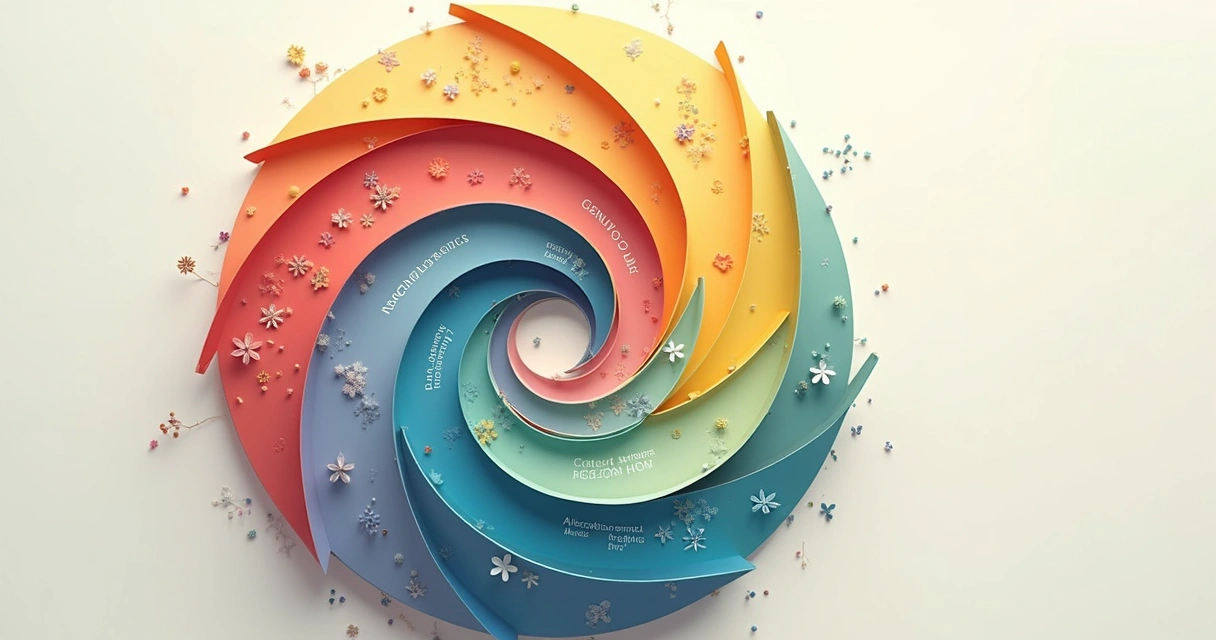 Círculo em espiral representando os sete níveis evolutivos 