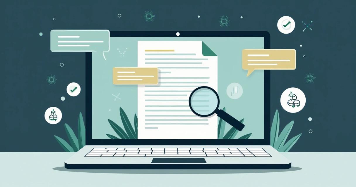 Natural language processing analyzing contract text on a laptop 