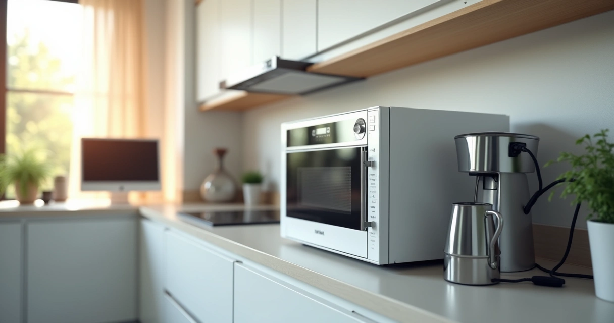 Nobreak 1000 VA protegendo micro-ondas, cafeteira e computador 