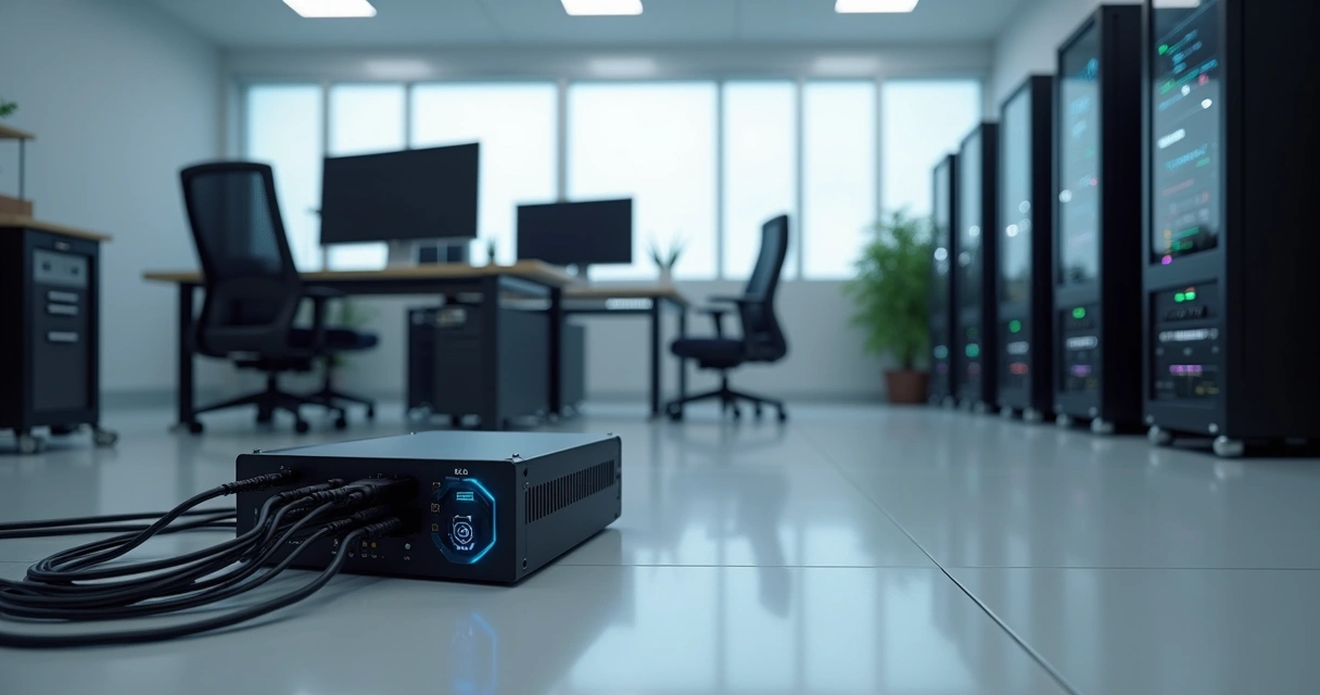 Nobreak online 2000 VA conectado a servidor e estação de trabalho 