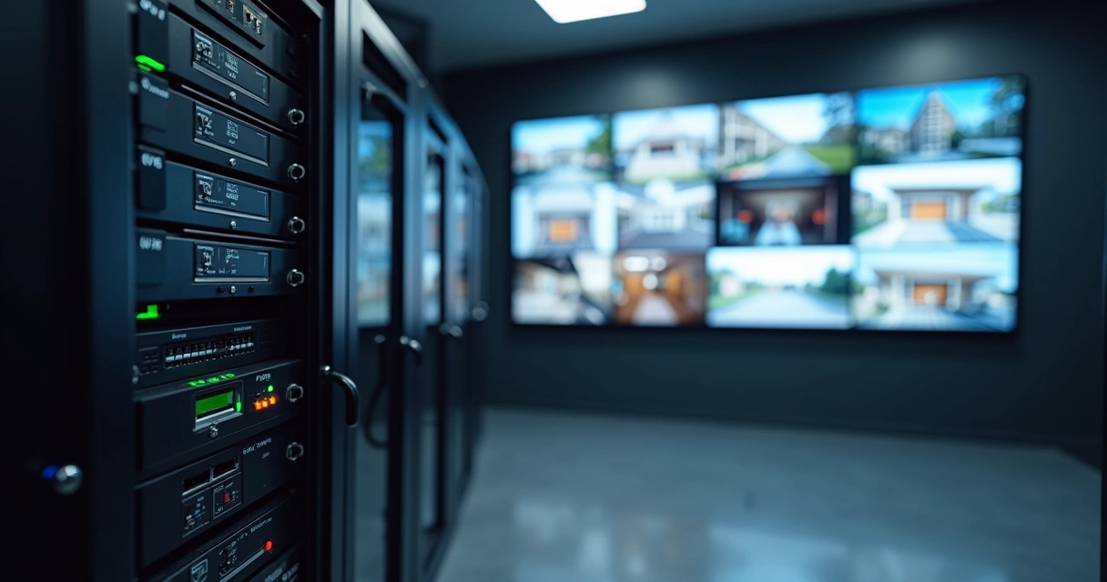 No-break ligado a DVR e câmeras de segurança em rack profissional 