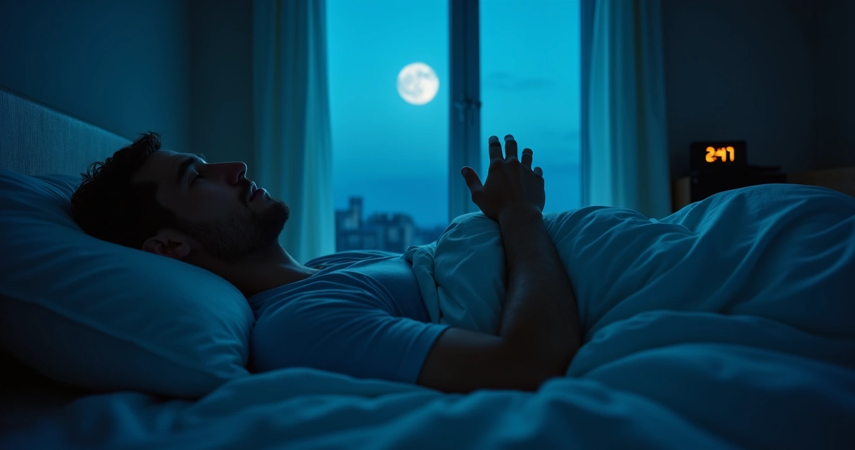 Homem deitado na cama olhando para o teto