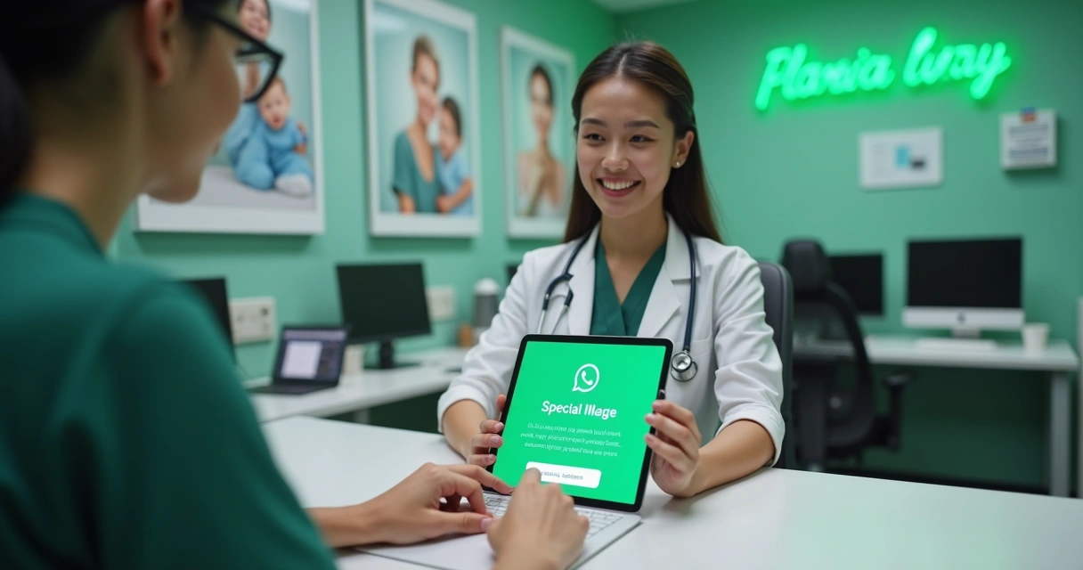 Pessoa escolhendo nome de usuário para clínica no WhatsApp 