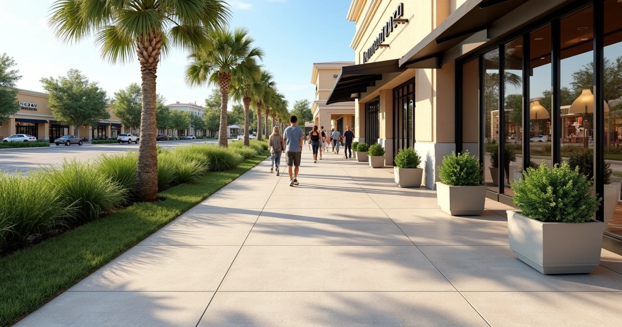 Non-slip concrete walkway at Florida retail entrance 