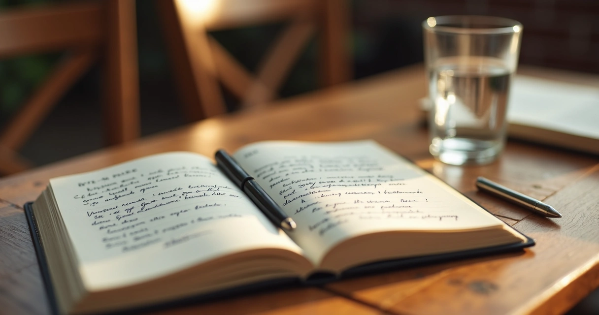 Cuaderno abierto con notas al final de una sesión grupal