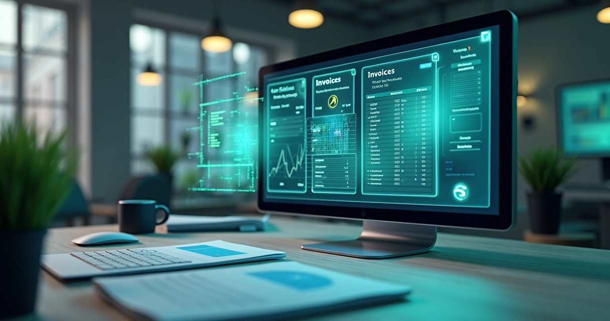 Notas fiscais automatizadas sendo geradas por software de computador