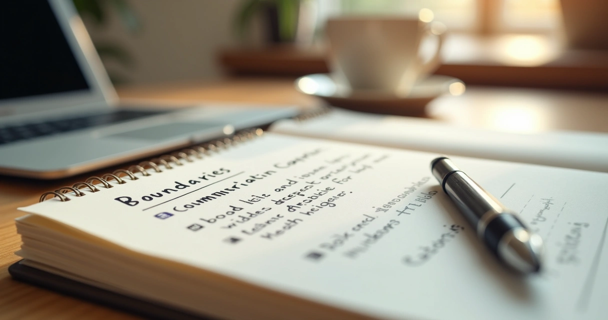 Cuaderno con notas sobre límites en entorno de trabajo 