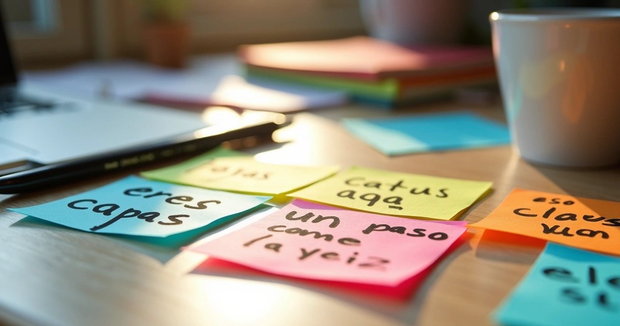 Notas motivacionales en un escritorio