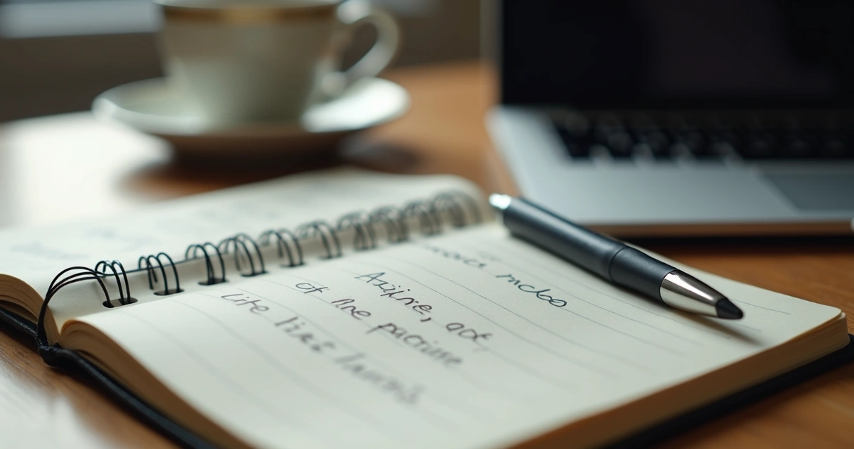 Open notebook beside a laptop with handwritten career reflection notes