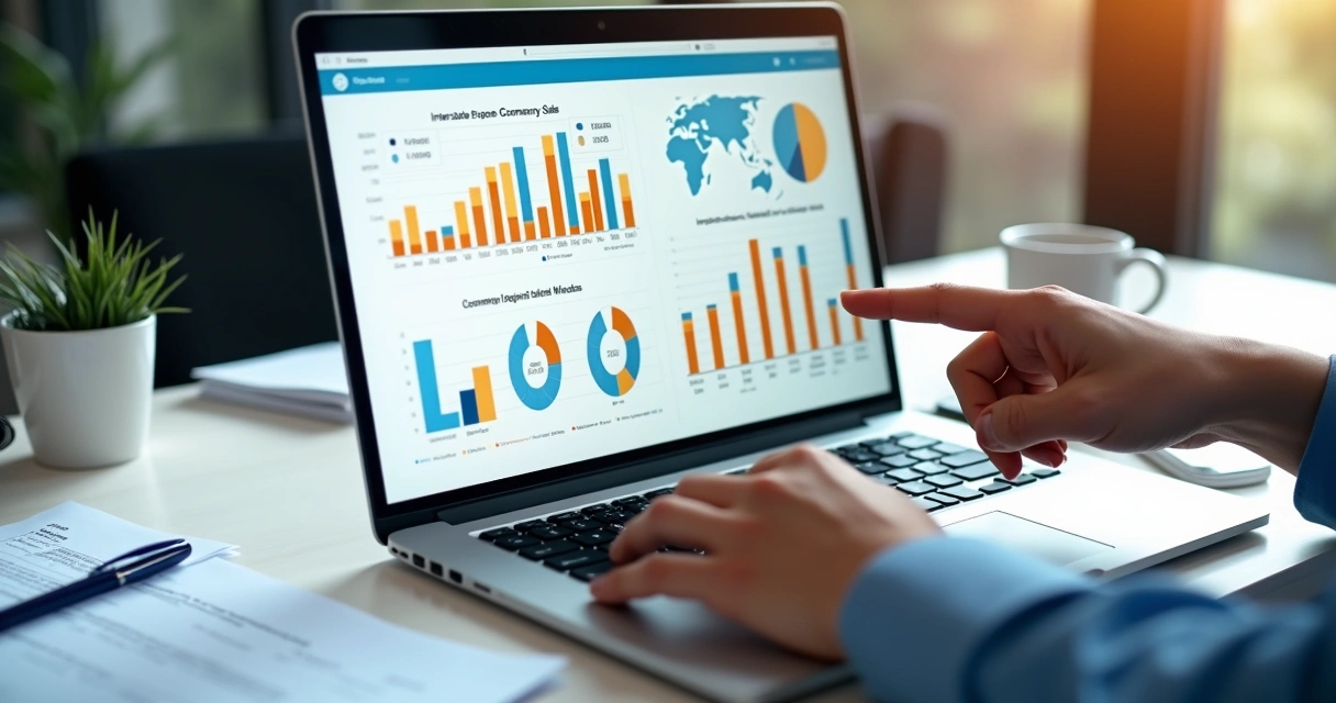 Painel de vendas interestaduais em tela de notebook com gráficos