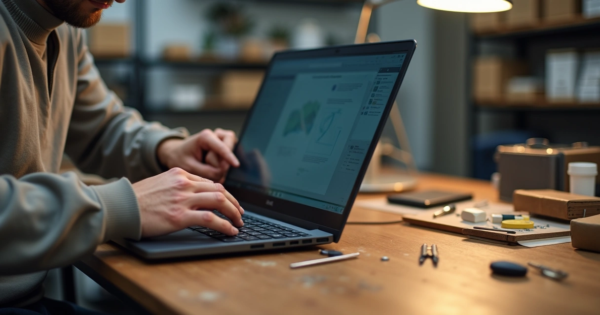 Notebook sendo consertado por técnico em mesa 