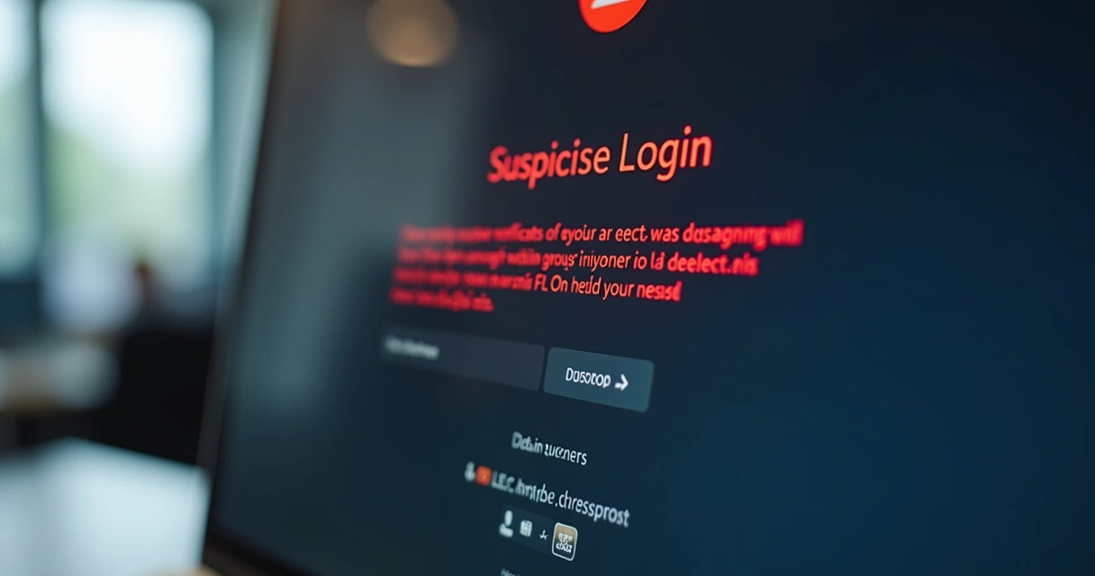 Notificação de acesso suspeito em tela de computador.