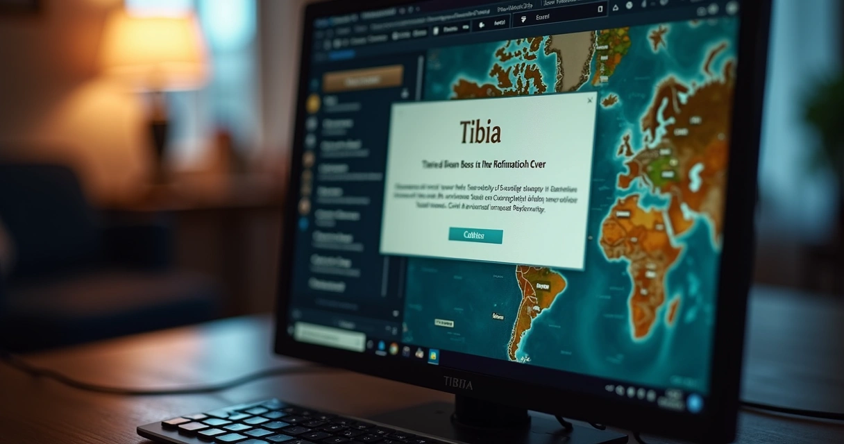 Notificação de alerta de boss em jogo de Tibia. 