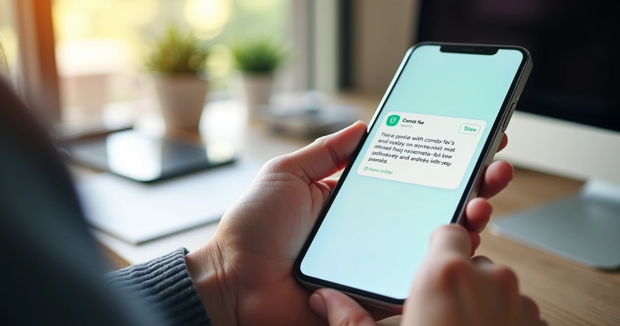 Pessoa mexendo em aplicativo de condomínio no celular 