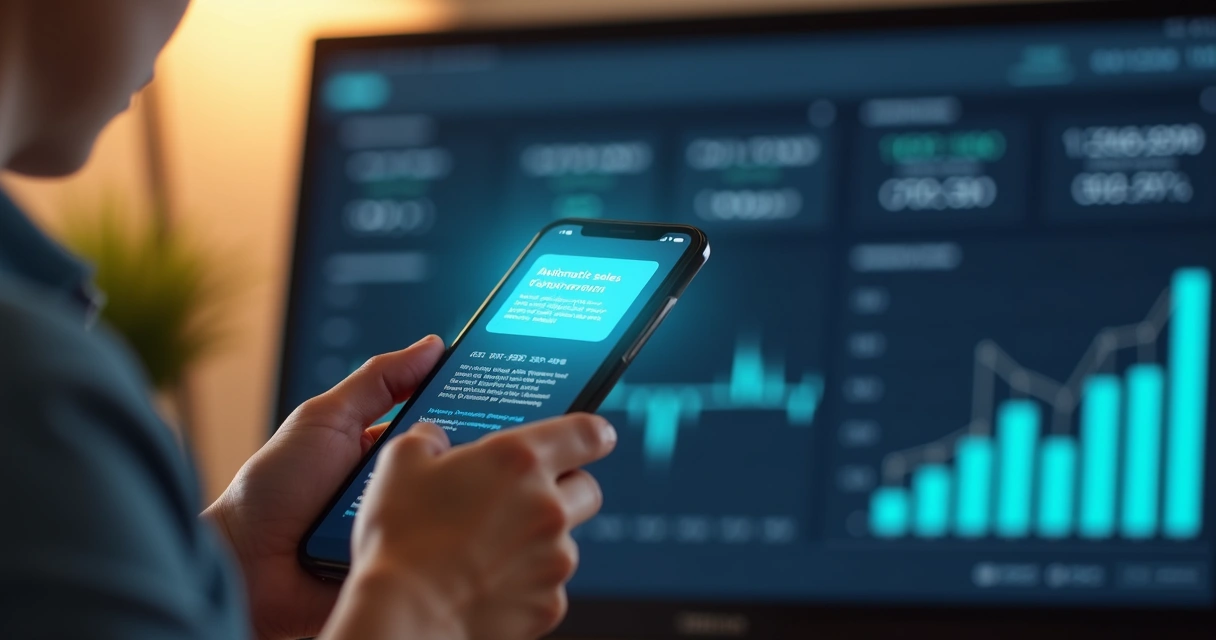 Pessoa recebendo notificação automática de venda no celular 