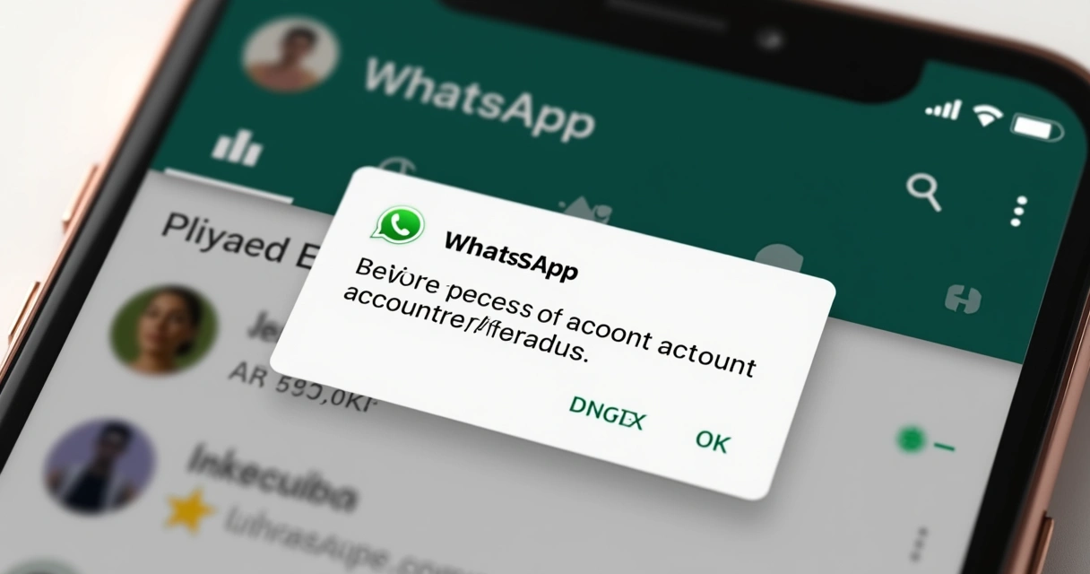 Notificação de bloqueio de conta no aplicativo de mensagens 