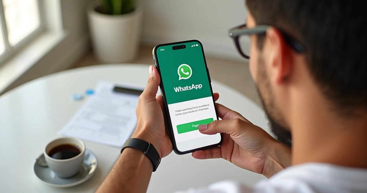 Pessoa recebe mensagem de cobrança de aluguel no celular. 