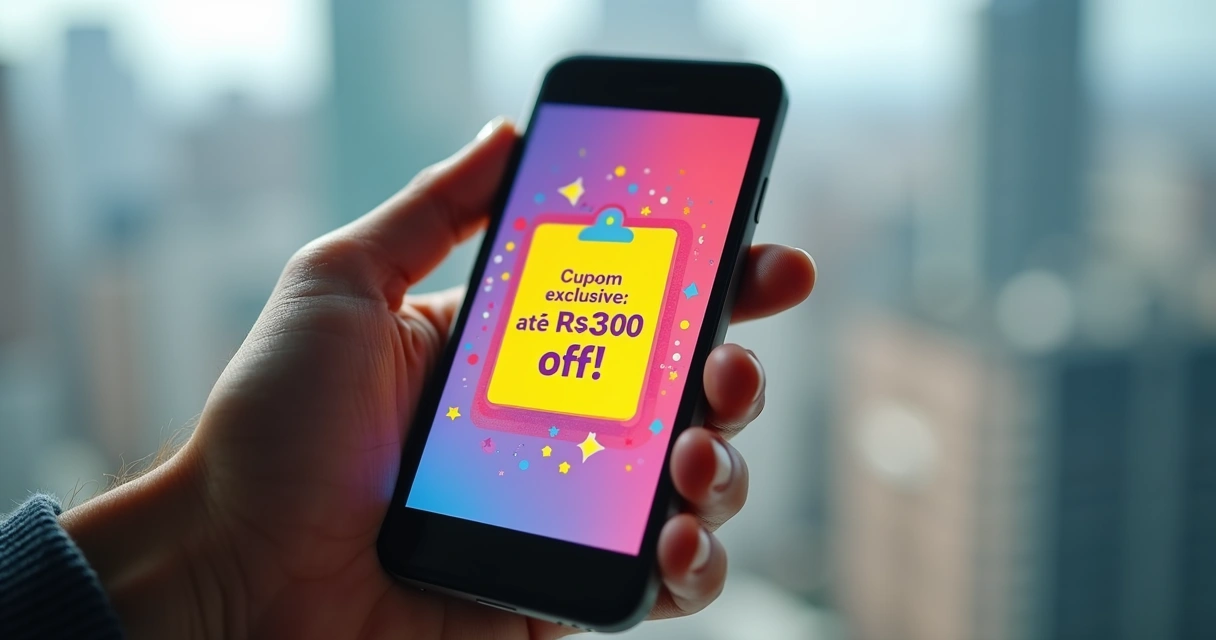 Pessoa recebendo notificação de cupom exclusivo no aplicativo Magazine Luiza 