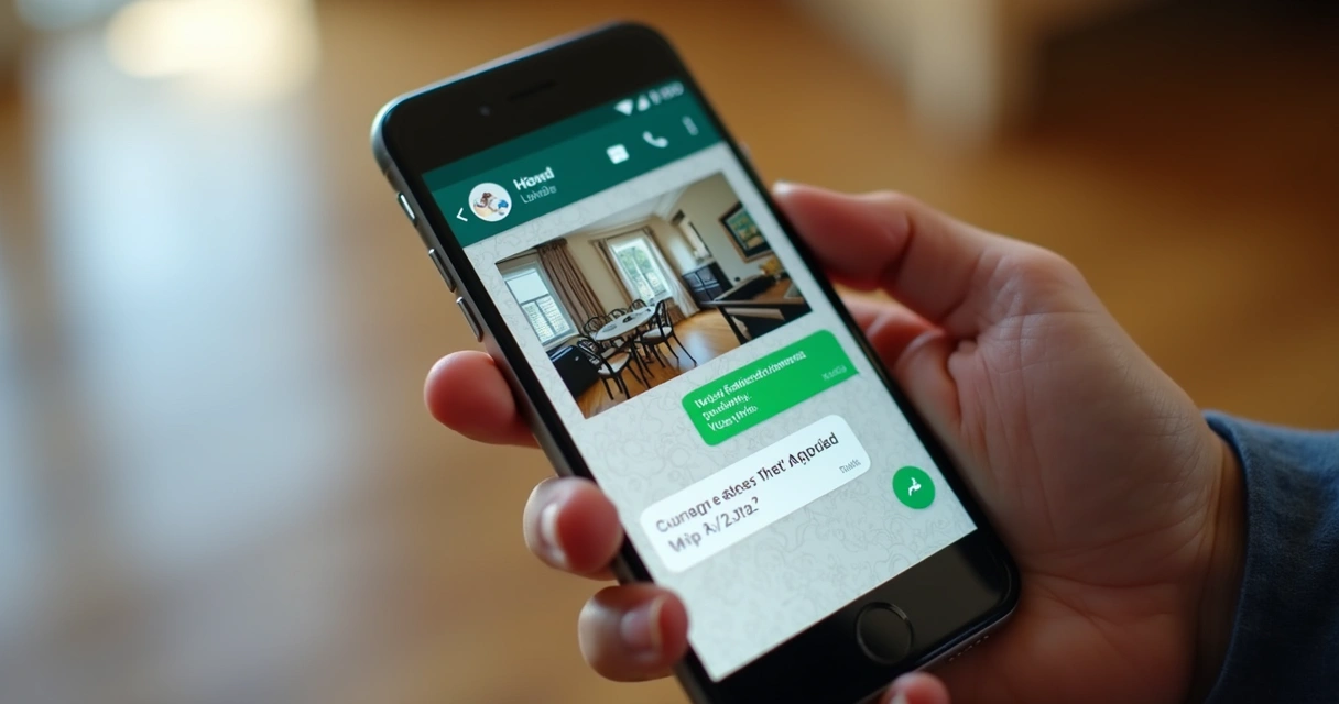 Notificação digital de aluguel enviada por WhatsApp em smartphone 