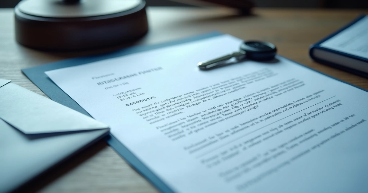 Carta de notificação ao lado de contrato de veículo