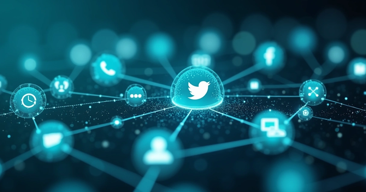 Ilustração de múltiplos sistemas com sinais de notificação se conectando automaticamente 