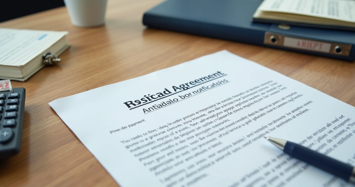 Notificação de cobrança ao lado de contrato de aluguel 