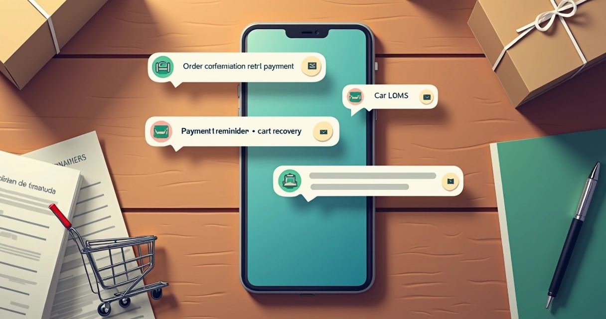 Celular exibindo notificações de compra em loja virtual 