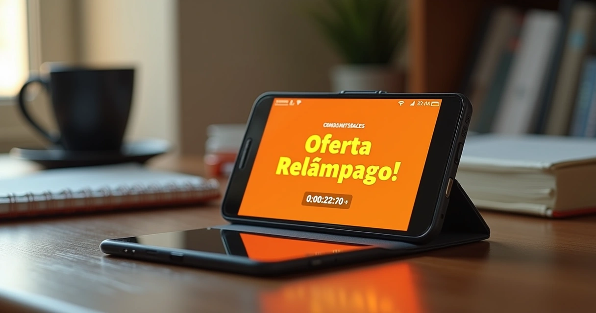 Notificação de oferta relâmpago aparecendo na tela do celular 